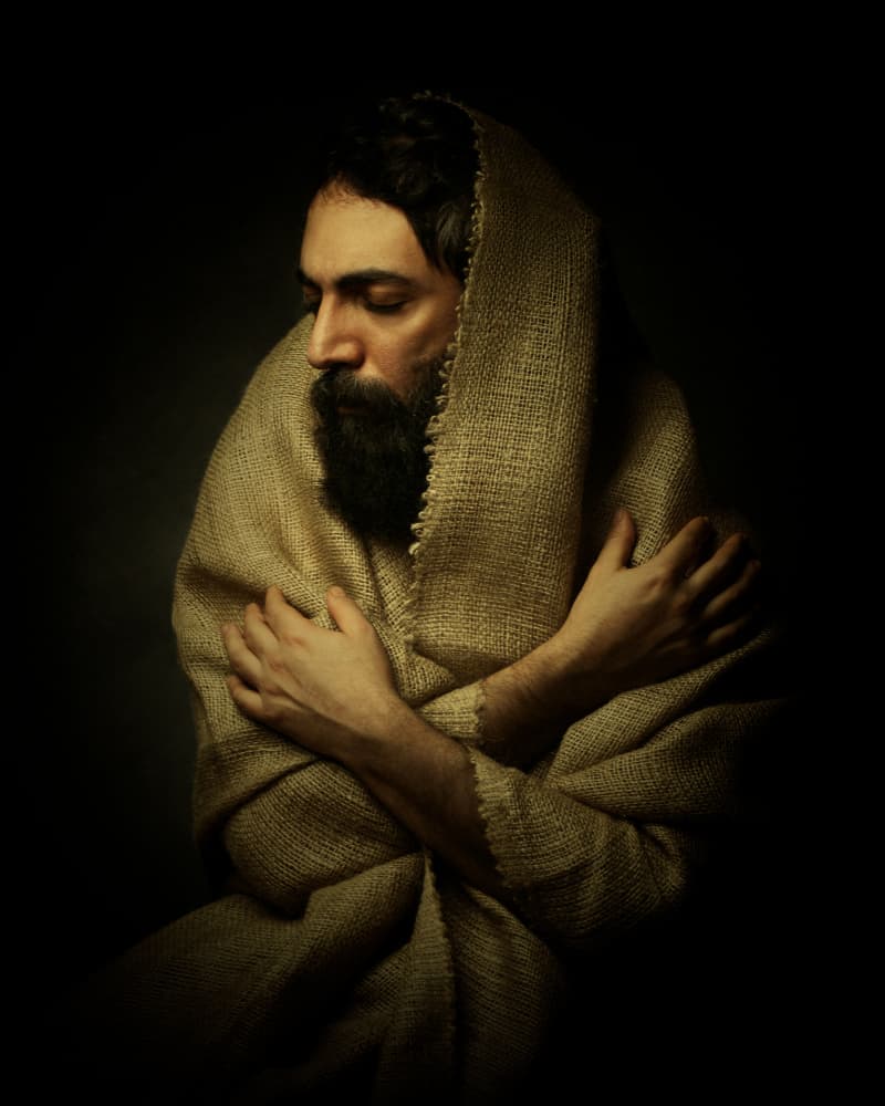 Contemplative Bearded Man by Mehdi Mokhtari — canvas wall art