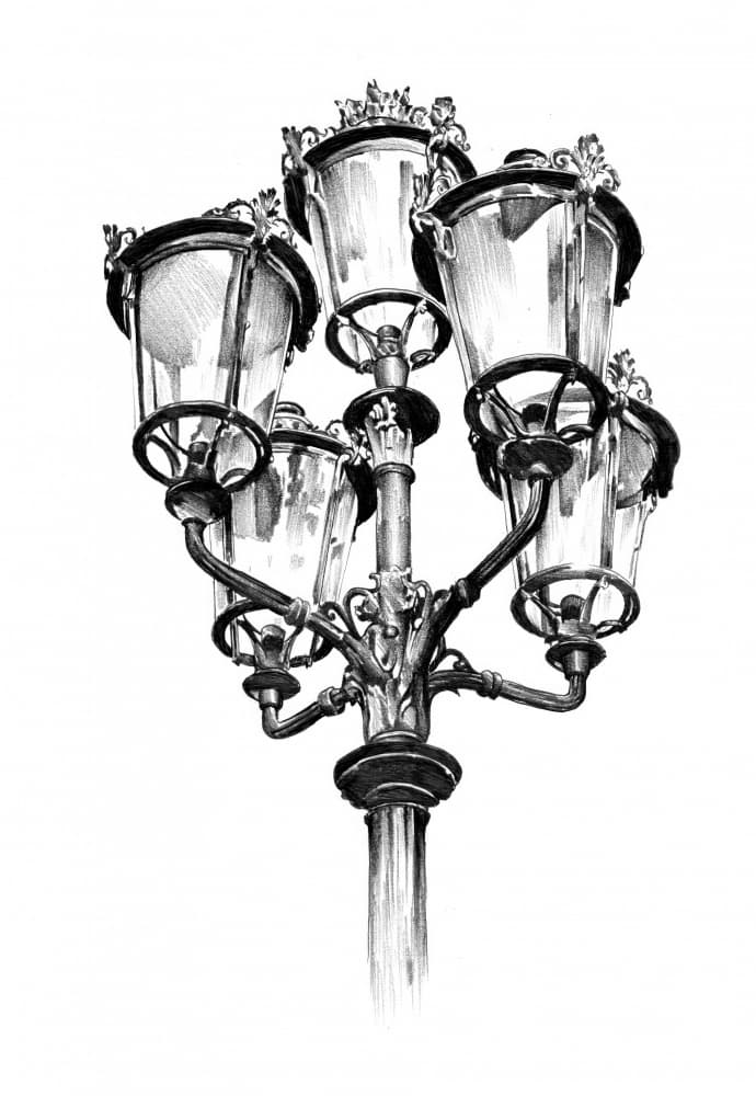 Ornate Vintage Streetlamp by Kulik — canvas wall art