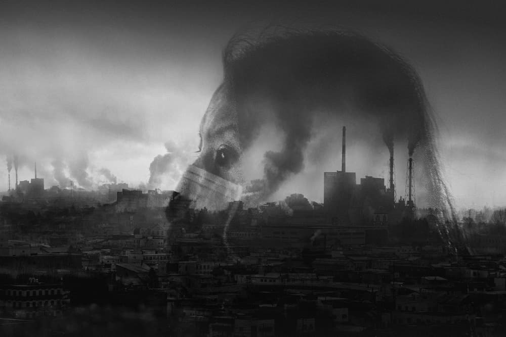 Pollution Masked Woman by Ekkachai Khemkum — canvas wall art