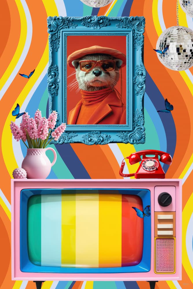 Retro Otter Vibe by Sue Skellern — canvas wall art