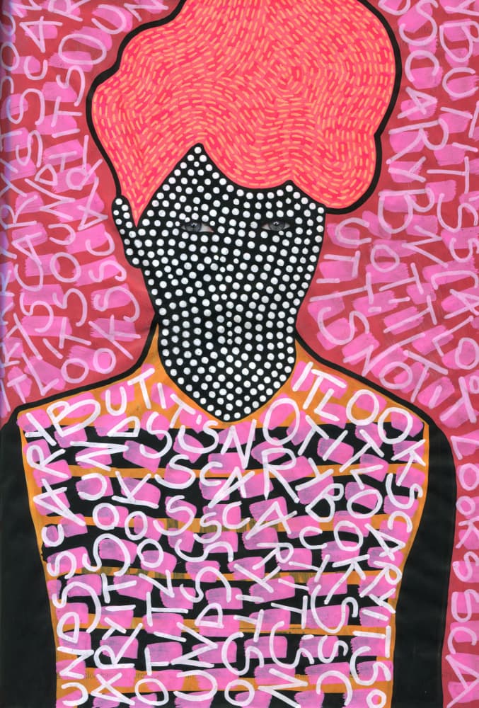 Pink Haired Typography Portrait by Naomi Vona — canvas wall art