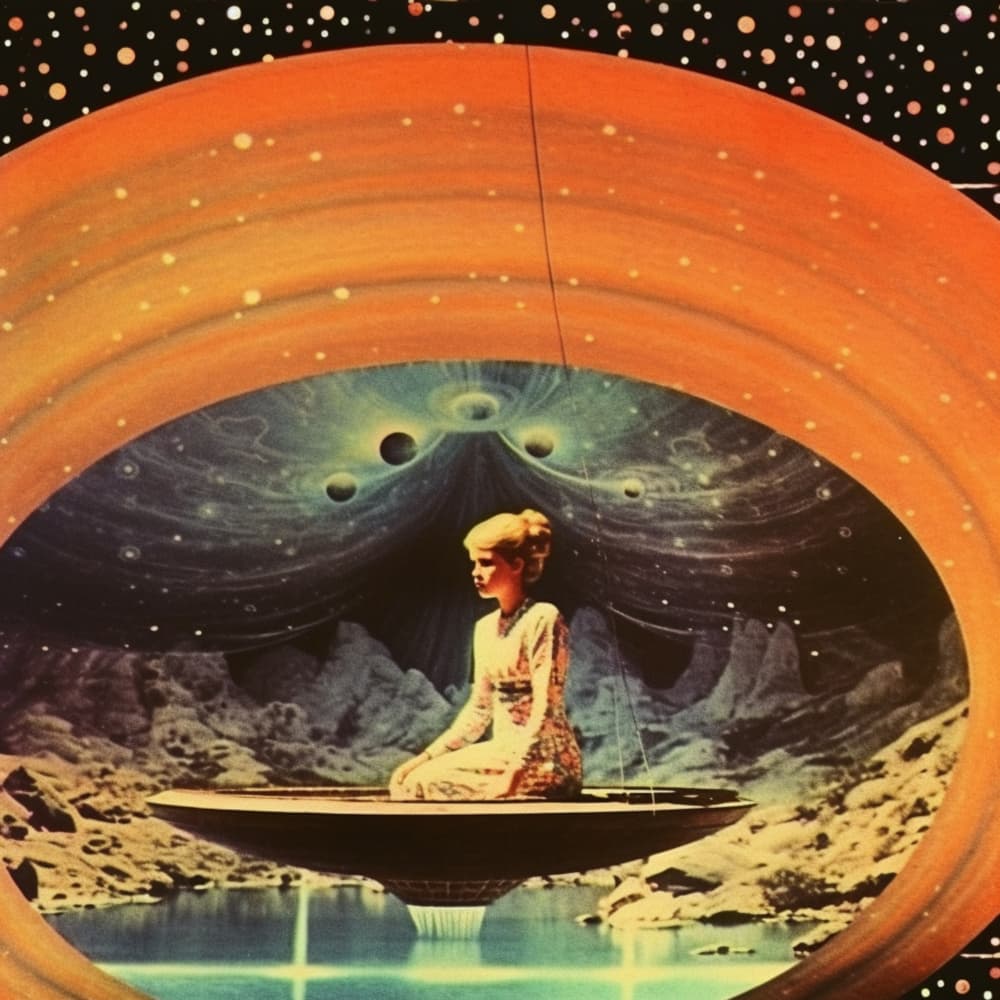 Meditating Space Woman by Samantha Hearn — canvas wall art