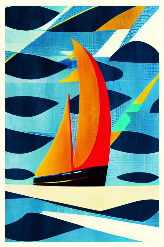 Colorful Abstract Sailboat by Bo Anderson — canvas wall art