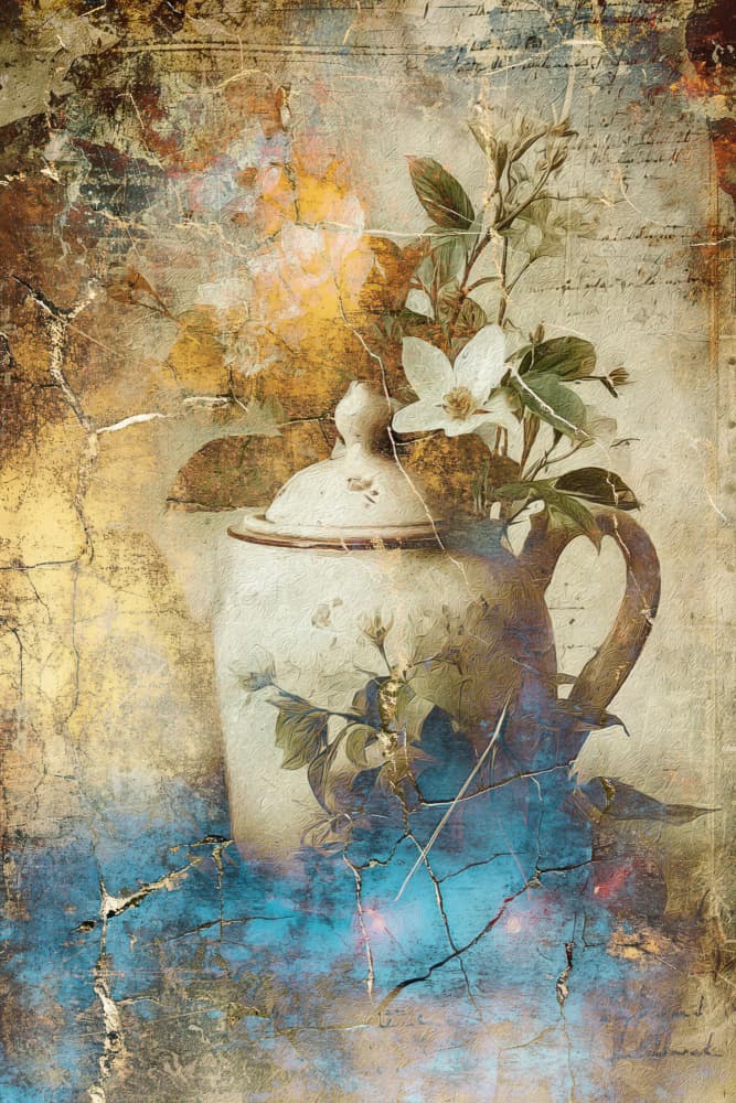 Vintage Floral Pitcher by Rafal Kulik — canvas wall art