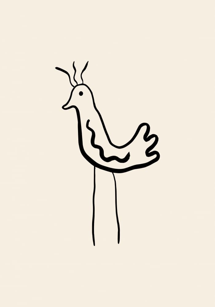 Whimsical Bird Drawing by Studio JKN — canvas wall art