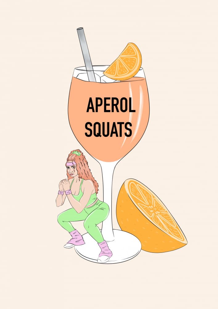 Aperol Squats Fitness by Lisen Vennesland — canvas wall art