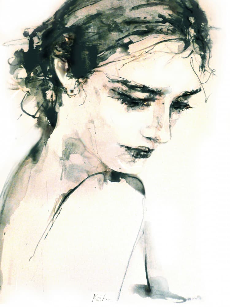 Pensive Woman Portrait by Hein Kocken — canvas wall art
