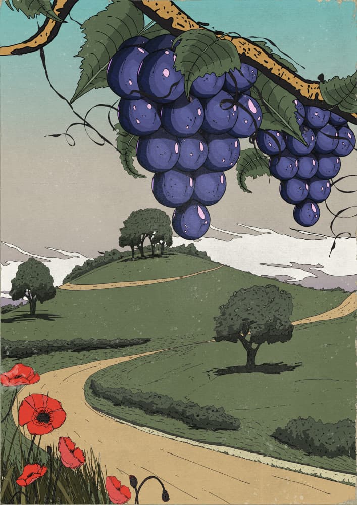 Purple Grapes Countryside by Nicholas — canvas wall art