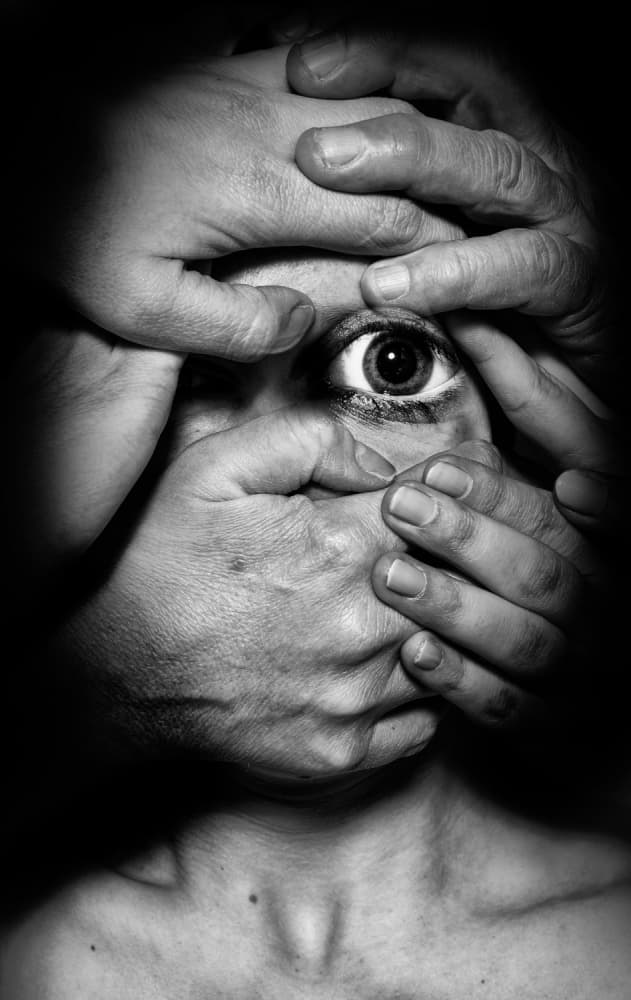 Intense Eye Many Hands by Hilde Ghesquiere — canvas wall art