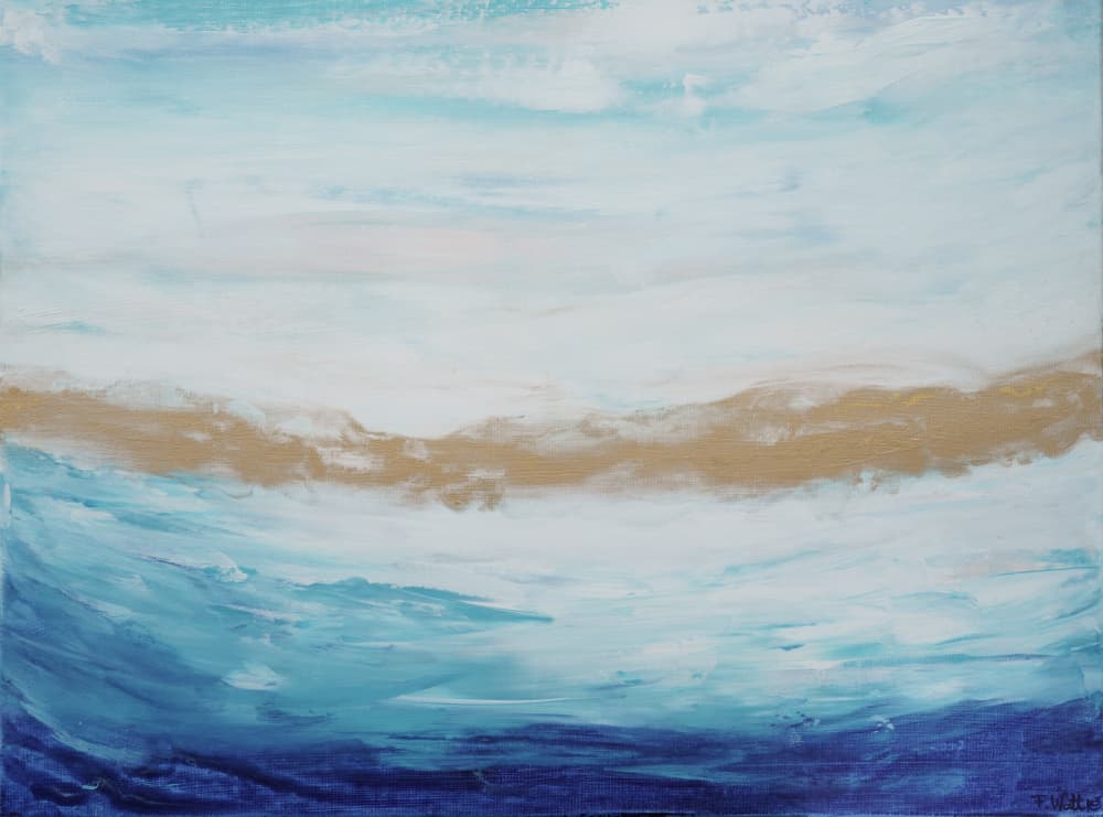 Coastal Gold and Blue by Françoise Wattré — canvas wall art