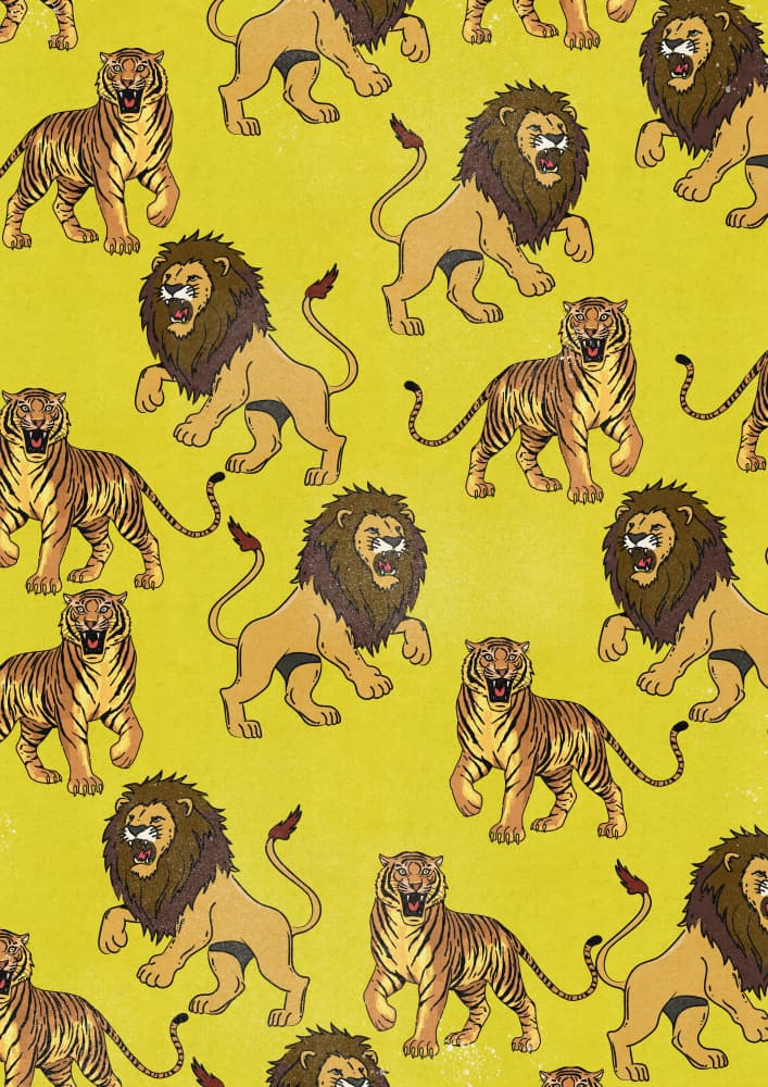 Roaring Lions Wild Tigers by Nicholas — canvas wall art