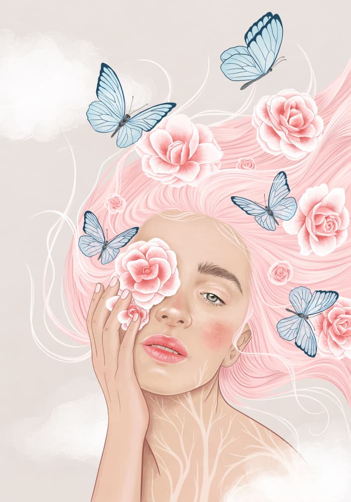 Floral Fantasy Woman by Petra Holíková — canvas wall art
