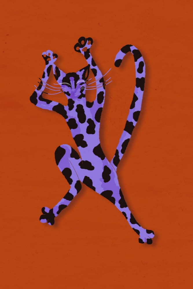 Dancing Purple Cat by Mela Patterns — canvas wall art