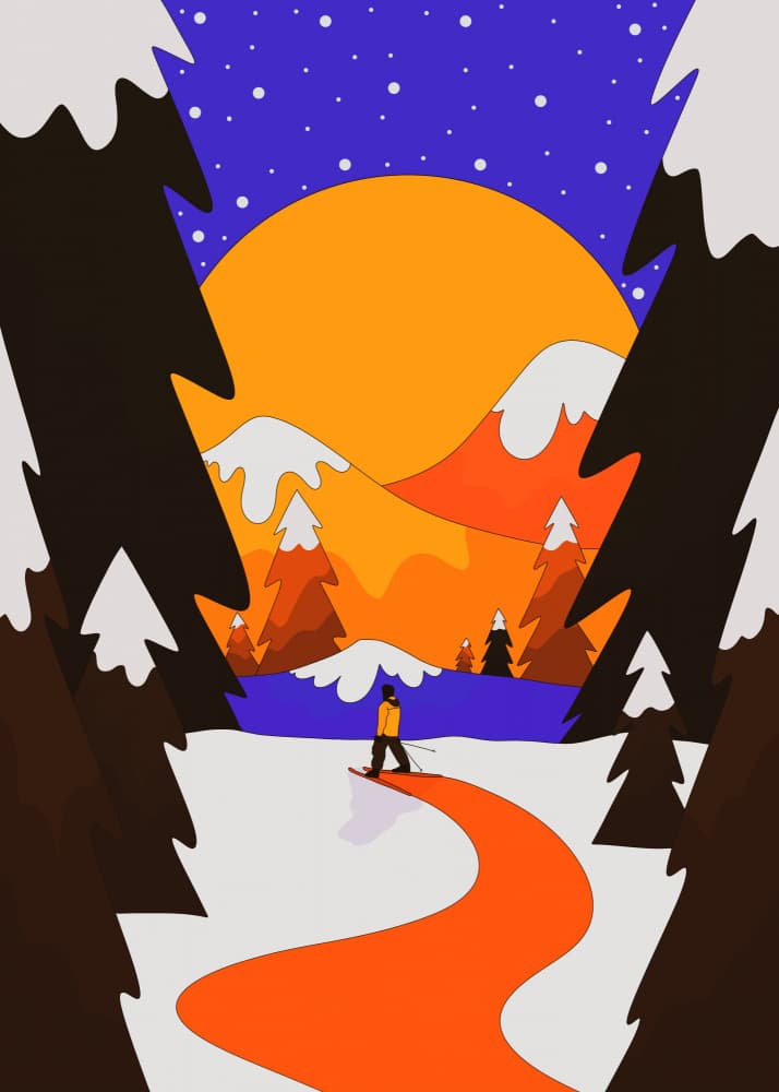 Winter Night Skier by Stephen Wade — canvas wall art