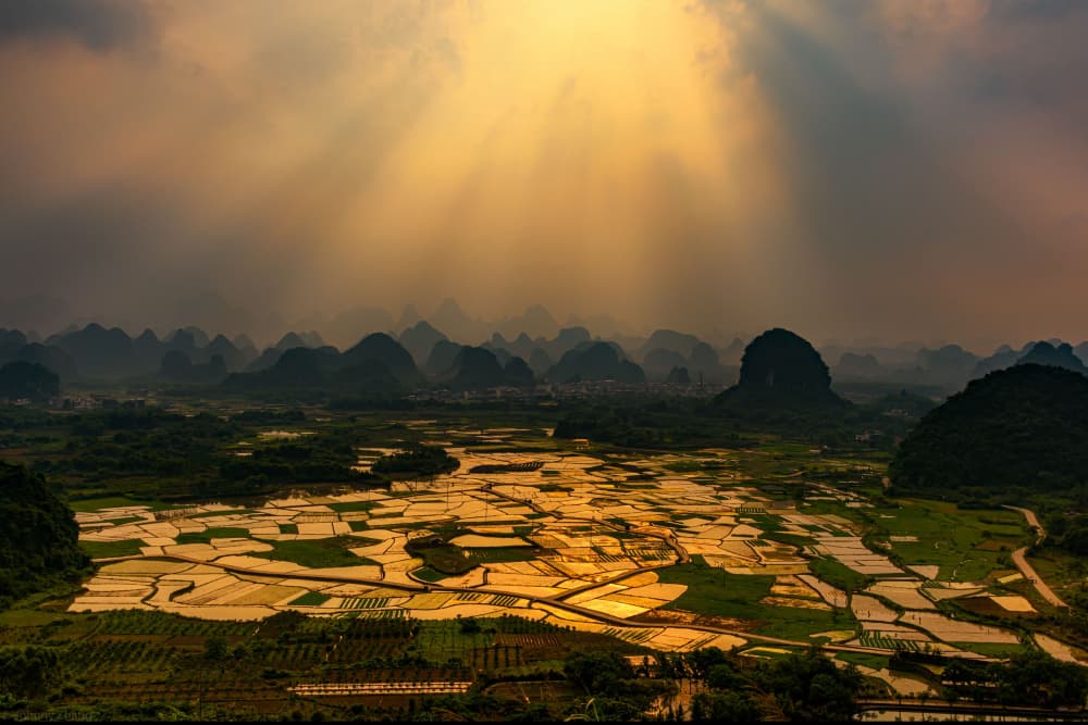 Sunlit Karst Valley by Johnny Zhang — canvas wall art