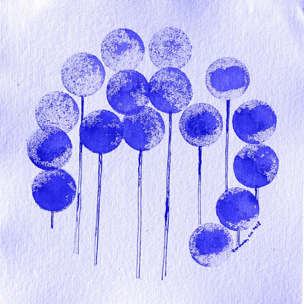 Indigo Floral Garden by Santhosh ch — canvas wall art