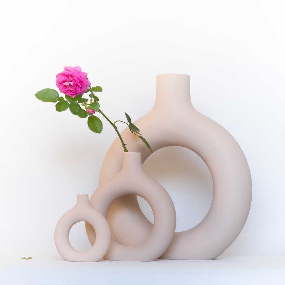 Pink Rose Minimalist Vases by FranzStaab — canvas wall art