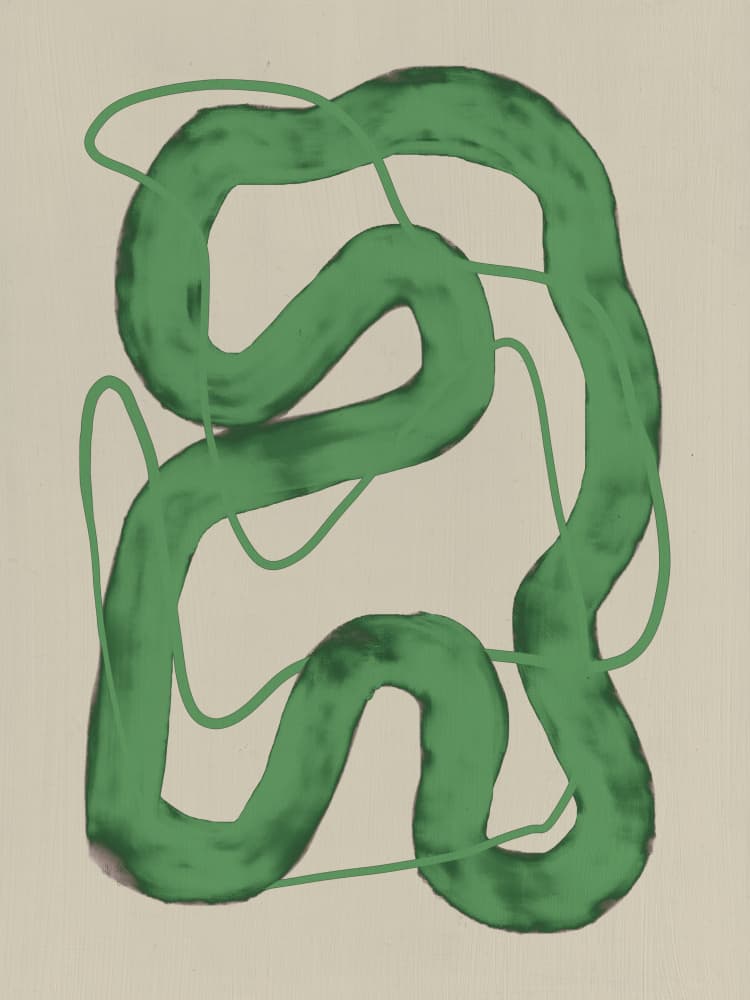 Fluid Green Curves by Little Dean — canvas wall art