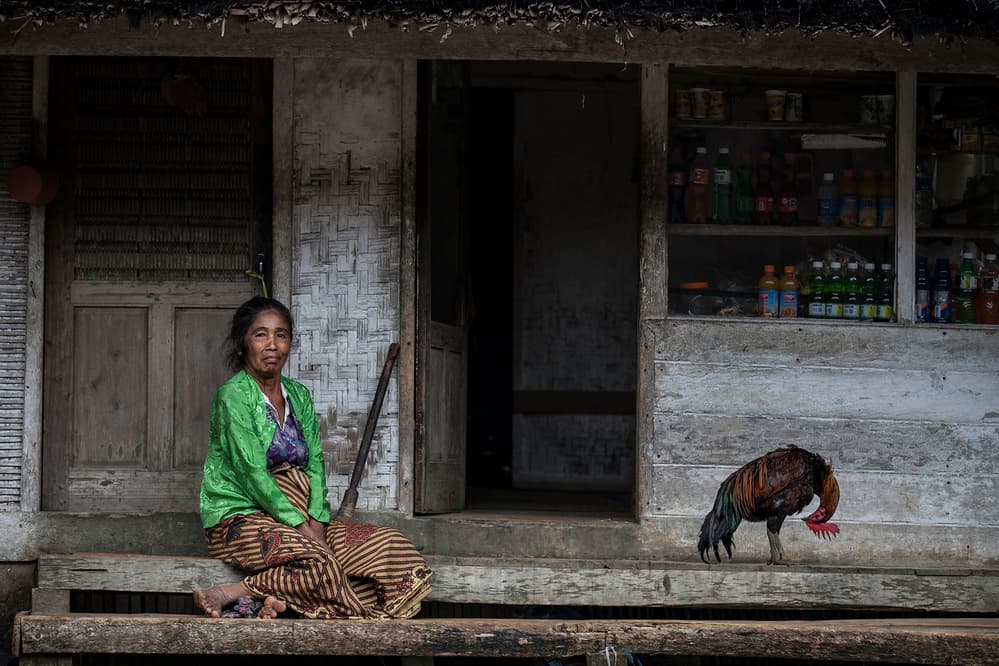 Rural Woman and Rooster by Hari Sulistiawan — canvas wall art
