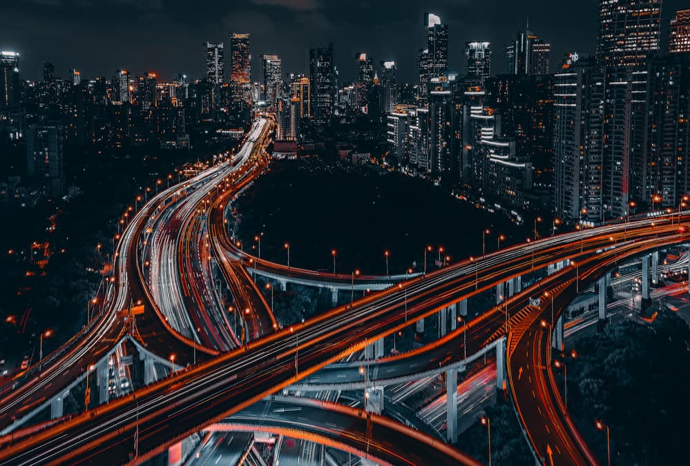 City Night Light Trails by Carmine Chiriacò — canvas wall art