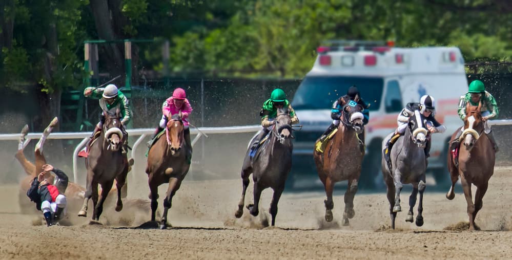 Horse Race Drama by Michael Castellano — canvas wall art
