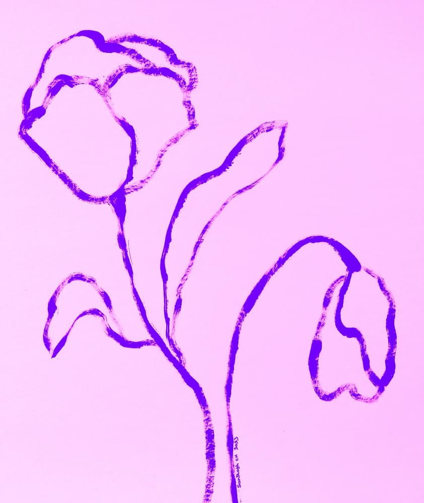 Gentle Purple Line Art by Santhosh ch — canvas wall art