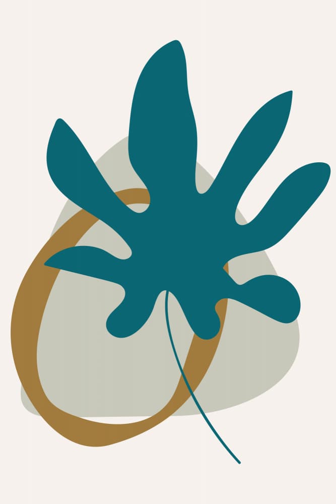 Teal Organic Leaf by Dina Dankers — canvas wall art