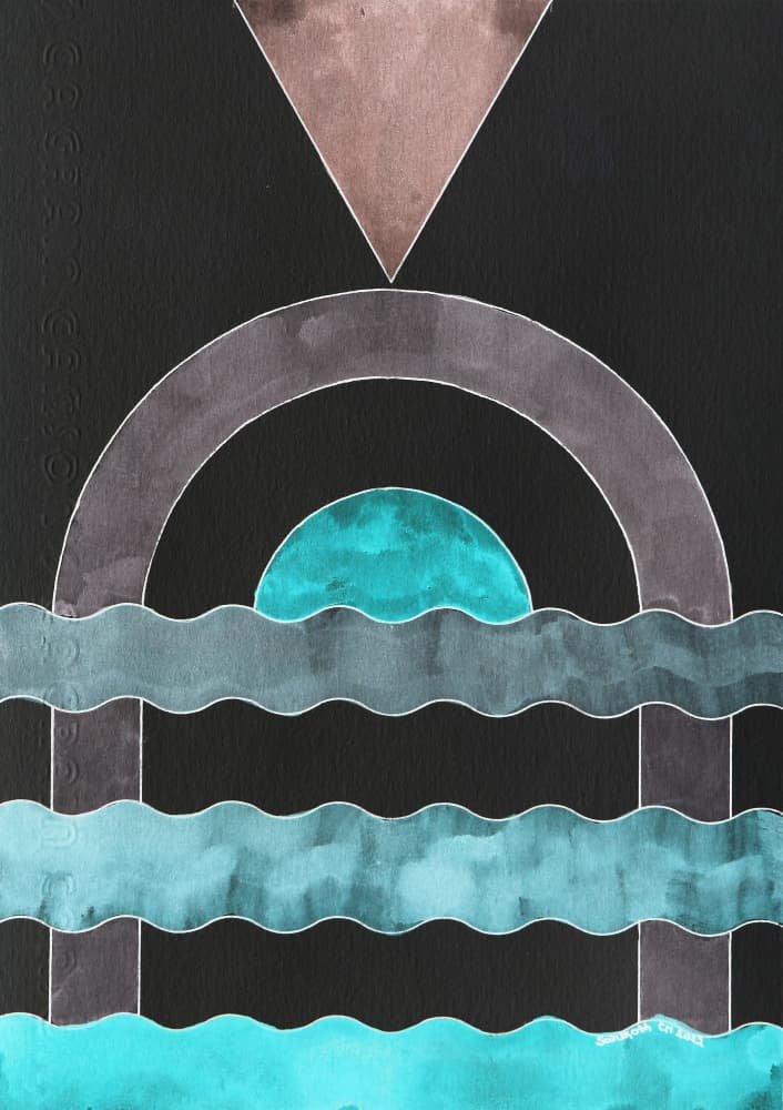 Geometric Teal Horizon by Santhosh ch — canvas wall art