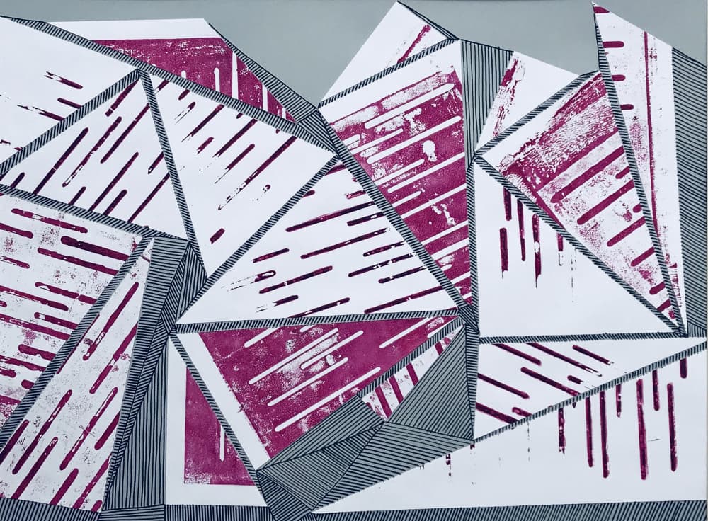 Abstract Magenta Triangles by kellymariesmith — canvas wall art