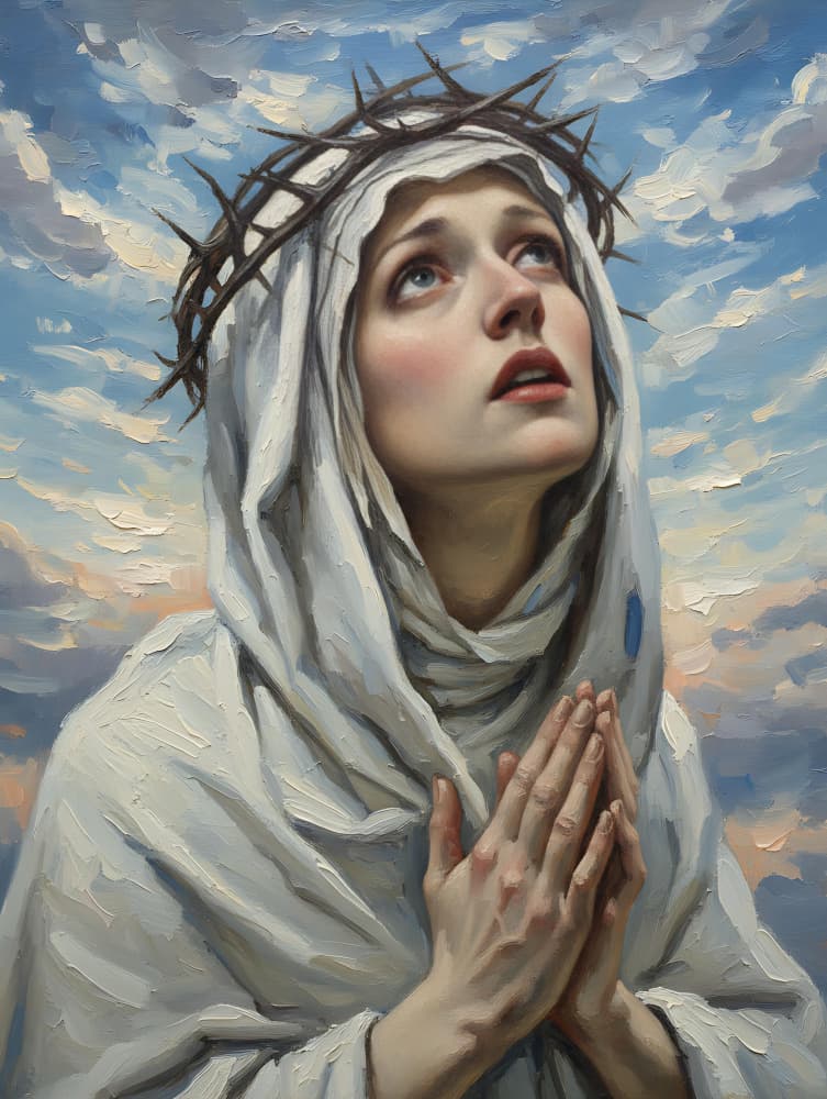 Praying Woman Crown Thorns by HUGO — canvas wall art