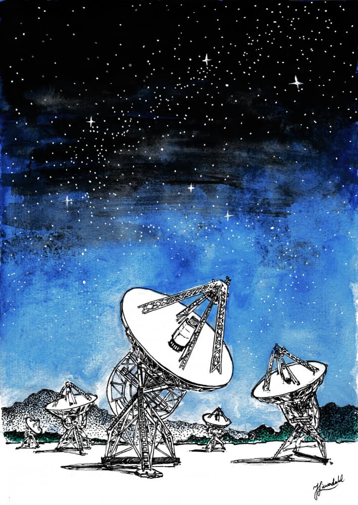 Starry Night Telescopes by Johan Liewendahl — canvas wall art