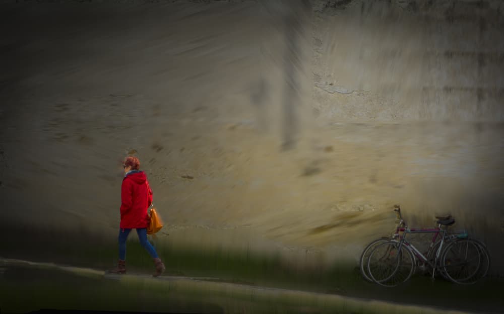 Red Coat Urban Walk by Clas Gustafson PRO — canvas wall art