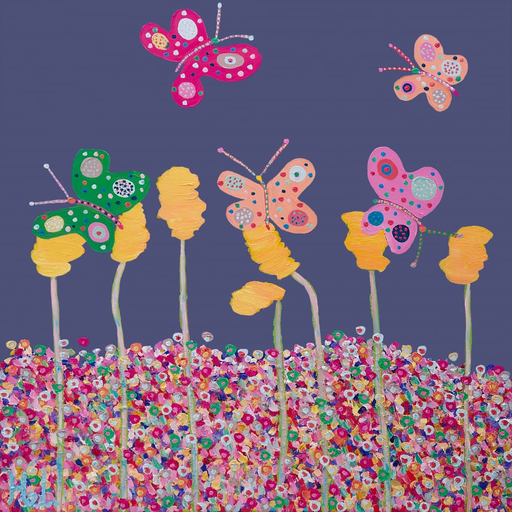 Colorful Butterfly Garden by Helen Joynson — canvas wall art