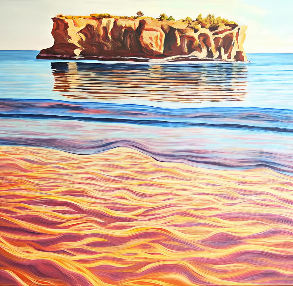 Vibrant Coastal Reflections by Avanesova Elena — canvas wall art