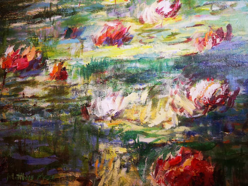 Vibrant Water Lilies by Matthys Moss — canvas wall art