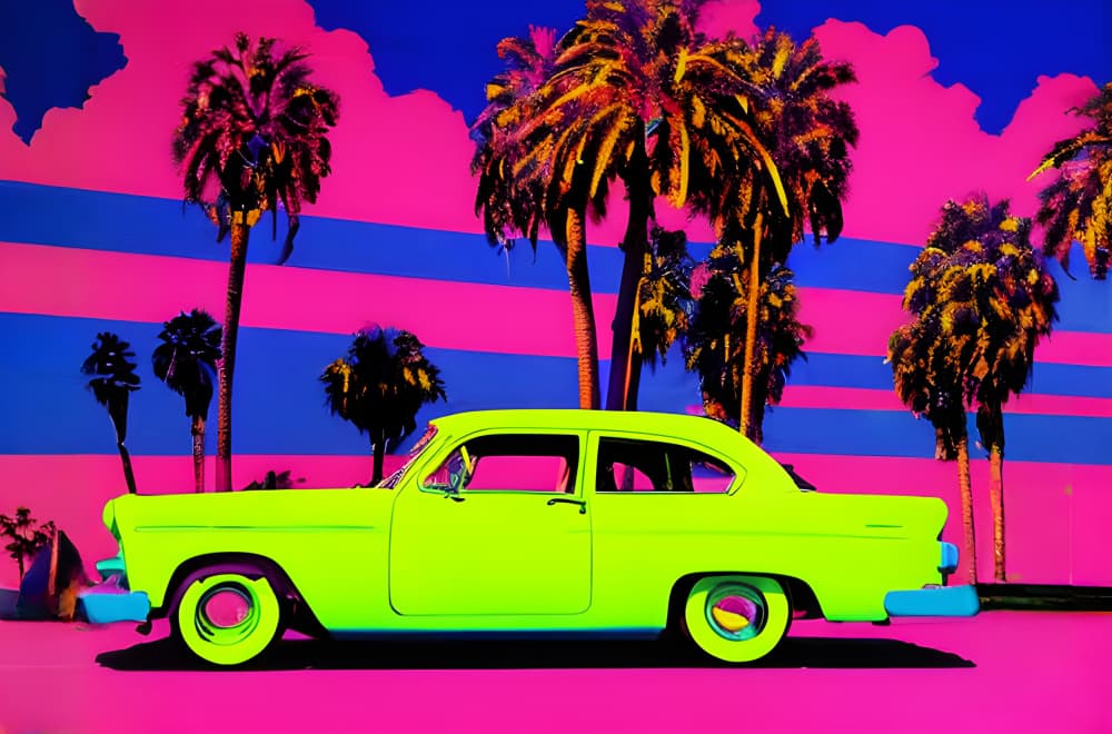 Synthwave Miami Classic Car by Cicero Spin — canvas wall art