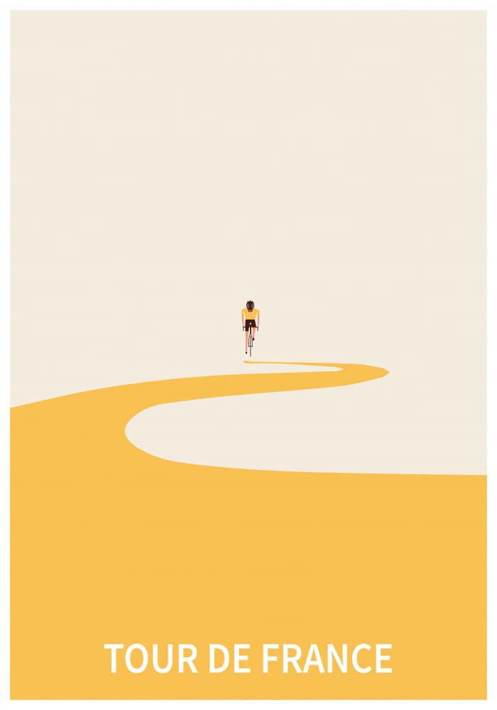 Cyclist on Winding Road by Paperago — canvas wall art