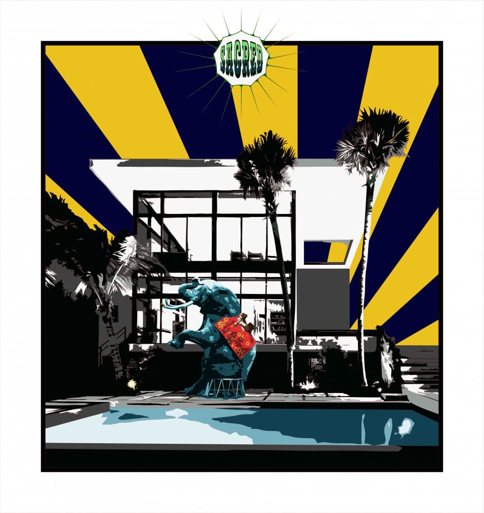 Chic Poolside Elephant by andrea de ranieri — canvas wall art
