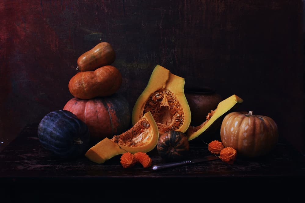 Rustic Harvest Pumpkins by UstinaGreen — canvas wall art