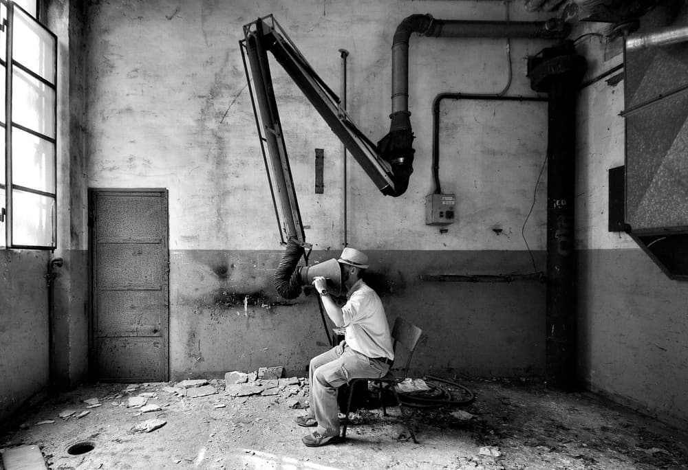 Man in Abandoned Factory by Carlo Ferrara — canvas wall art