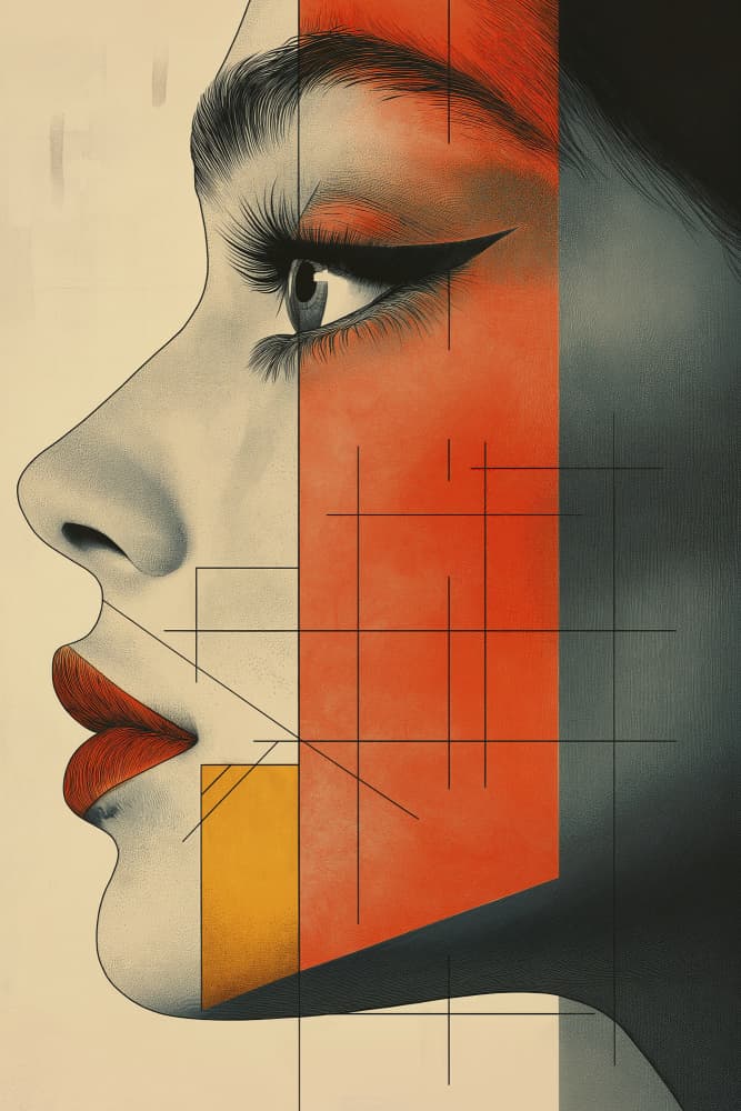 Elegant Geometric Face by Mauro — canvas wall art