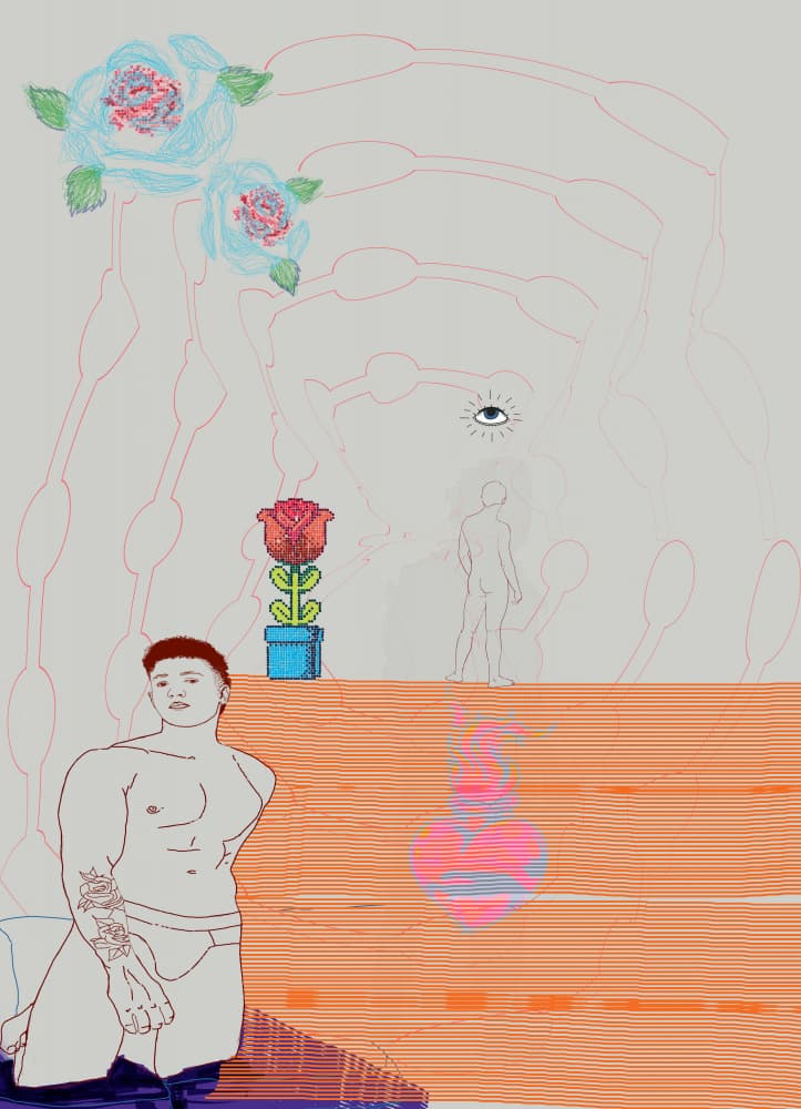 Surreal Man and Roses by XHOZUCAN — canvas wall art