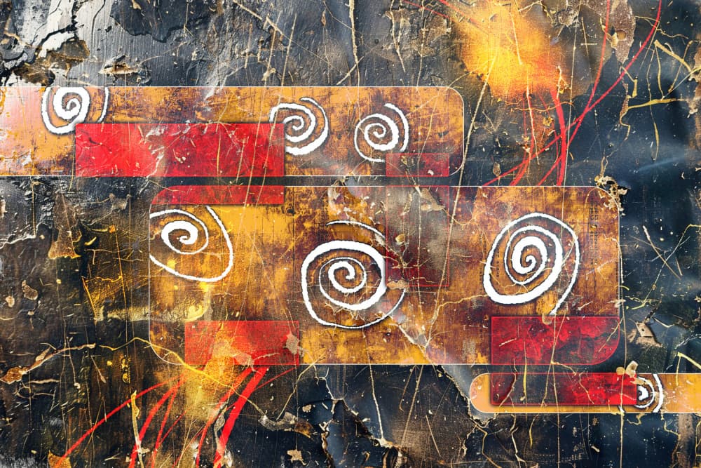 Distressed Golden Spirals by Rafal Kulik — canvas wall art