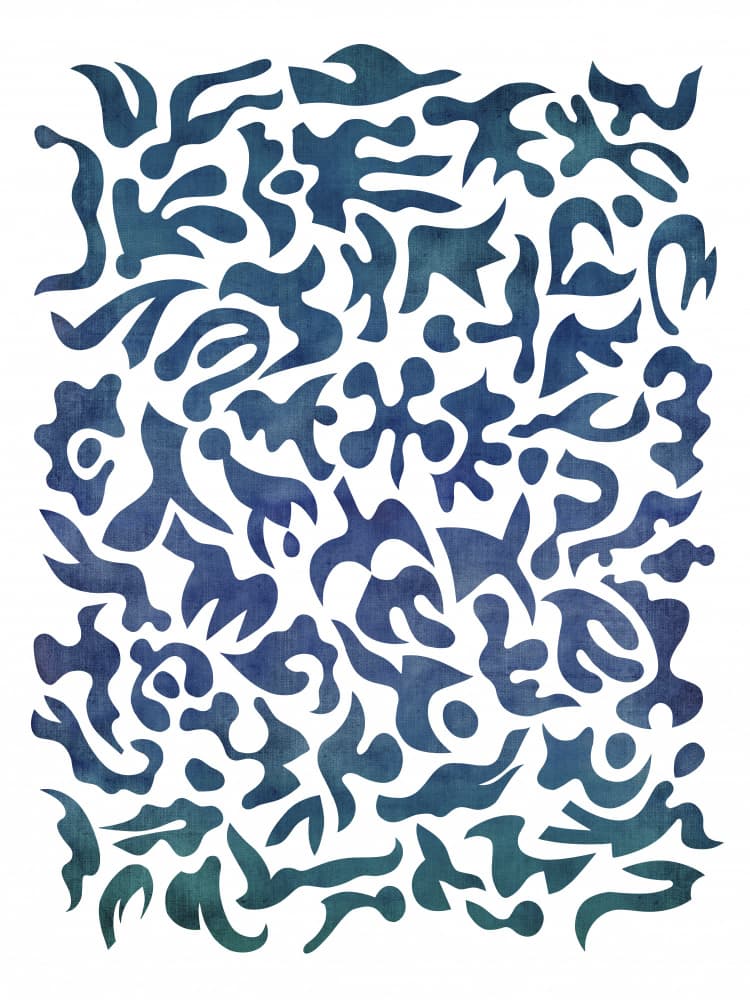 Abstract Teal Shapes by Angelo Cerantola — canvas wall art