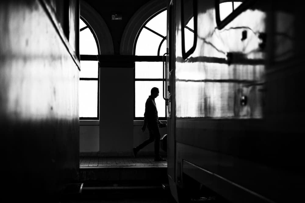 Walking Man Silhouette by Ali Ayer — canvas wall art