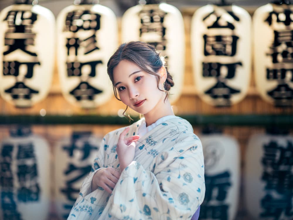 Serene Kimono Woman by Yuzo Fujii — canvas wall art