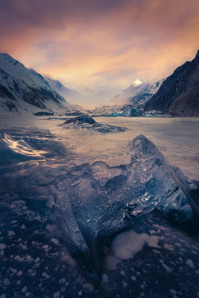 Icy Mountain Twilight by qiye — canvas wall art