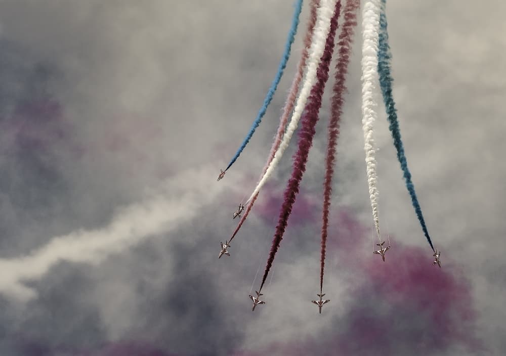 Aerobatic Smoke Trails by Leon — canvas wall art