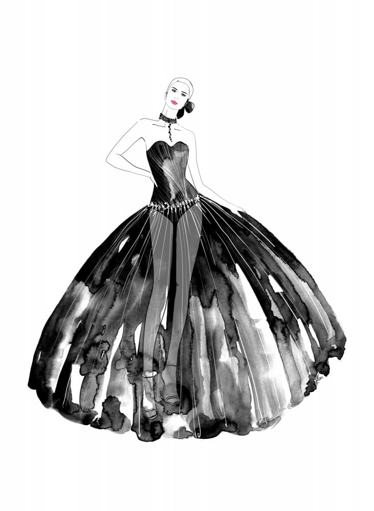 Elegant Black Gown by Rosana Laiz Blursbyai — canvas wall art