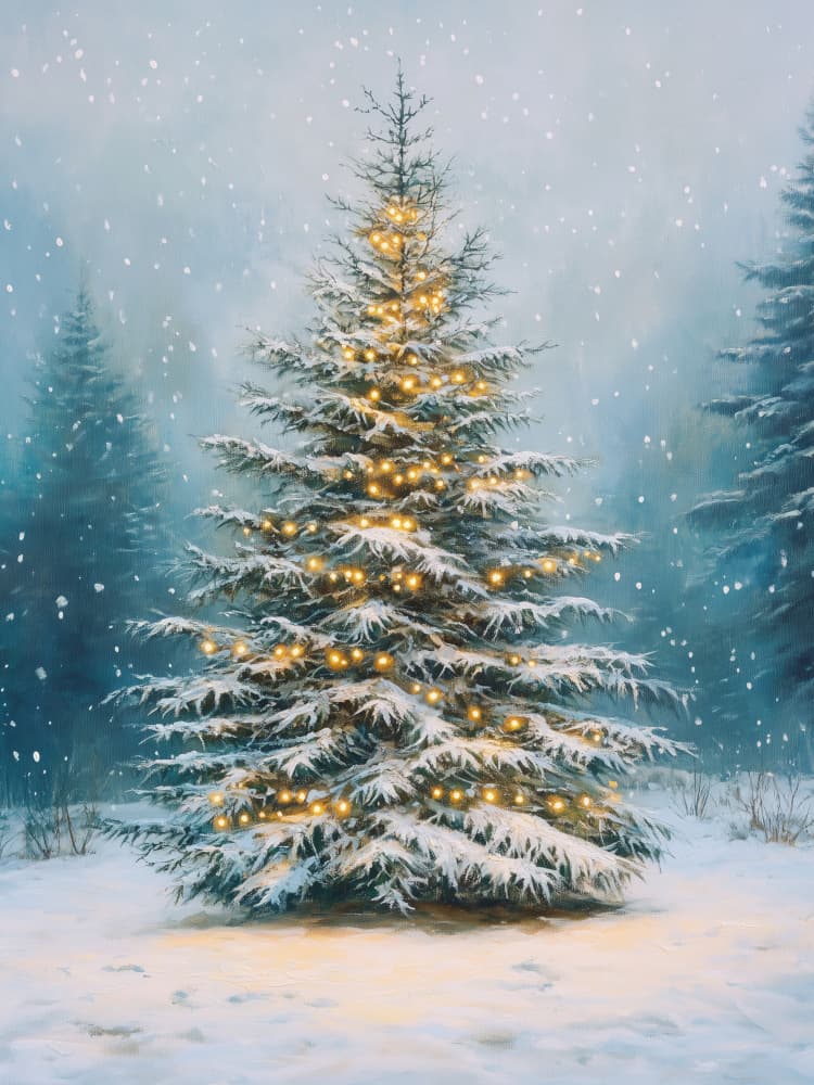 Glowing Christmas Tree by Jolly and Dash — canvas wall art